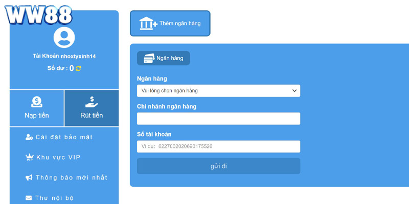 Hướng dẫn chi tiết cách thức chuyển thưởng từ WW88 về ngân hàng